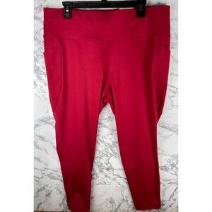 Ideology Womens 7/8 Length High Rise Leggings 2X Cranberry Whip With Pockets